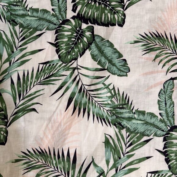 C‎ &C California Linen Dress Womens Small Green And White Leaf Pockets Swing - Picture 14 of 16